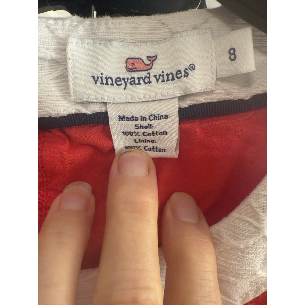 Vineyard Vines Red White Shift Dress Size 8 Textured Sleeveless Preppy - Picture 9 of 13